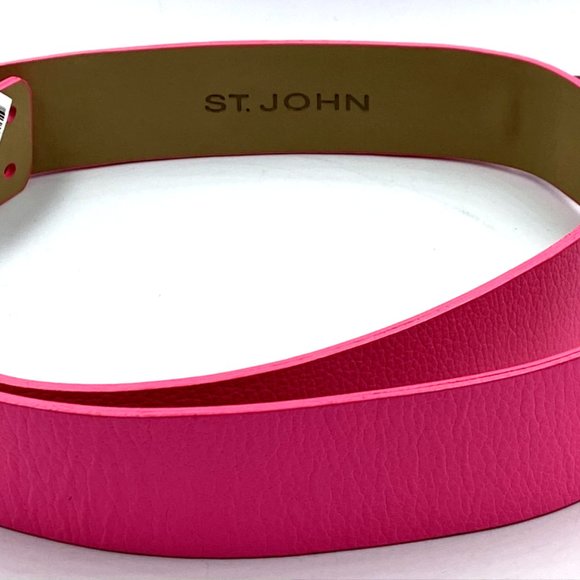 NEW ST. JOHN Hot Pink Elevated Spike Buckle Snap Hole Grunge Y2K Belt Medium
